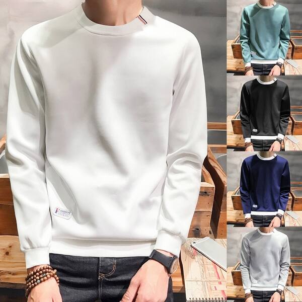 Shop Spring Autumn Casual Men Streetwear Long Sleeve Solid Color