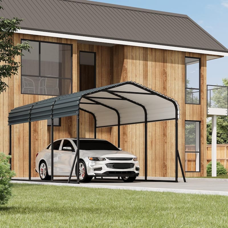 10' x 15' Heavy Duty Metal Carport with Galvanized Steel Roof