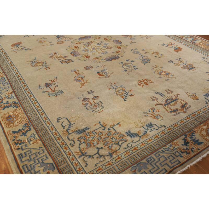 Hand Knotted Oriental 100% Wool Carpet Traditional Medallion Brown Art Deco Area Rug - 11' 1'' X 8' 7''