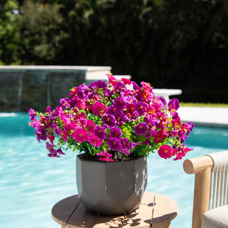 14-in UV Resistant Artificial Morning Glory Bush - Set of 12