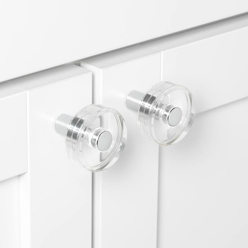 GlideRite 1-1/2 in. Round Clear Cabinet Knobs, Polished Chrome (5-Pk) - Polished Chrome