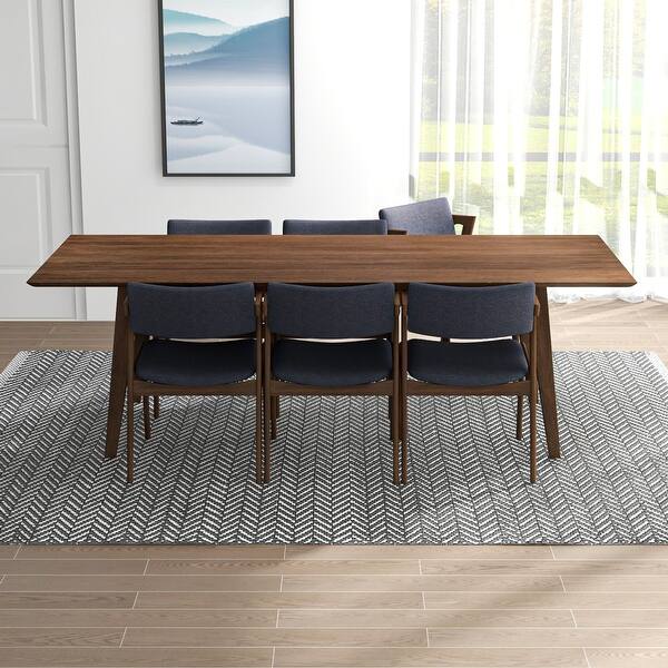 Adrianne Modern Solid Wood Walnut Dining Table and 6 Chairs Set - Bed ...