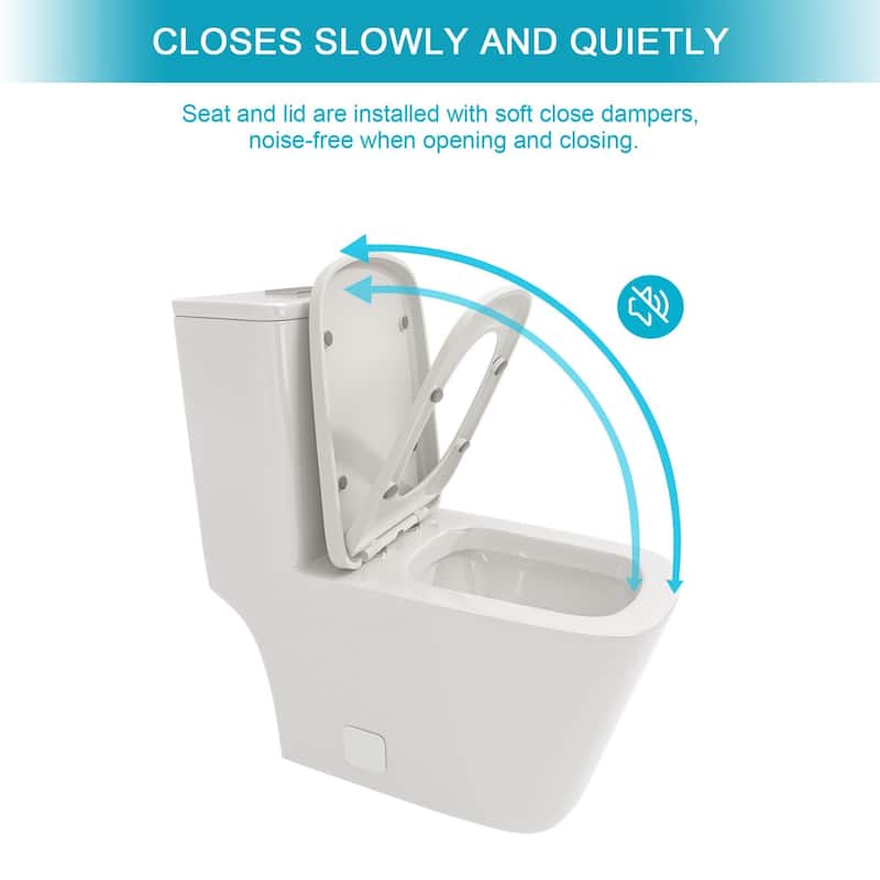 1-piece 1.6 GPF Dual Flush Elongated Toilet in White Seat Included - 27" x 14" x 30"