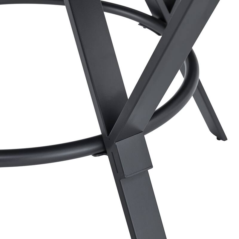 Round Dining Table with Black Metal Splayed Trestle Legs, Coffee Table Accent Table for Dining Room