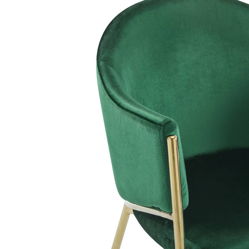 Modern 2 Piece Velvet Dining Chairs with Backrest, Cushions and Metal Legs for Dining Room Kitchen Living Room Bedroom