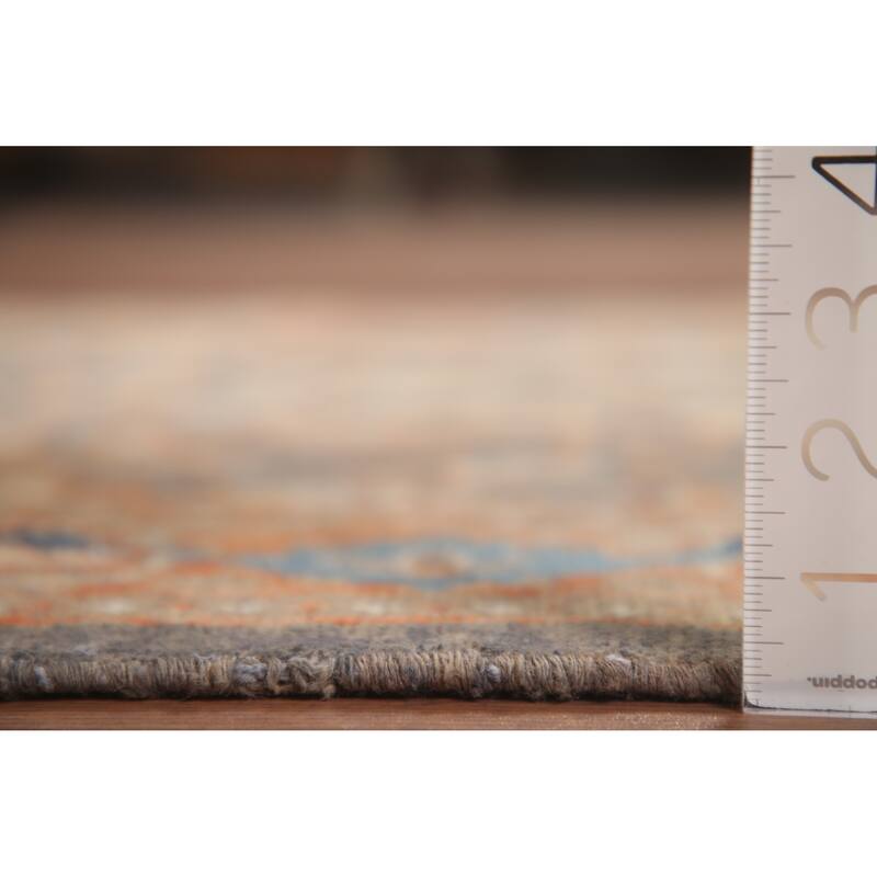 Hand Knotted Oriental 100% Wool Carpet Traditional All-Over Greys & Charcoal Mahal Runner Rug - 10' 2'' X 3' 7''