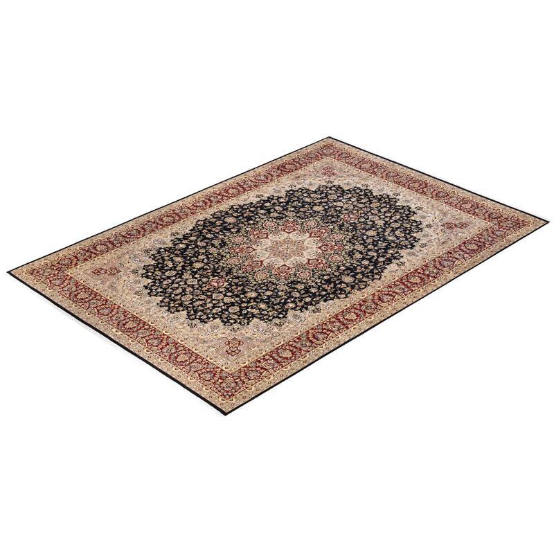 Overton Hand Knotted Wool Vintage Inspired Traditional Mogul Black Area Rug - 9 x 12