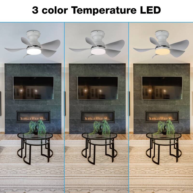 30 in. Modern Indoor Ceiling Fan with Dimmable Light and Remote Control