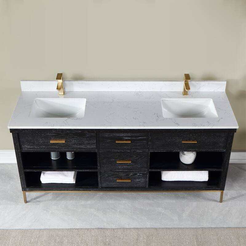 Altair Kesia Bathroom Vanity with White Composite Stone Top without Mirror