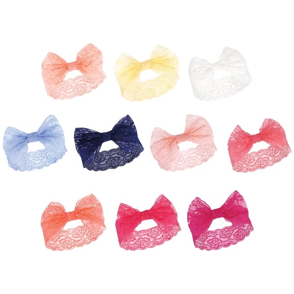 slide 1 of 1, Hudson Baby Infant Girl Cotton and Synthetic Headbands Bundle Set, Periwinkle Yellow Pink Coral, 0-24 Months Periwinkle Yellow Pink Coral - 0-24 Months