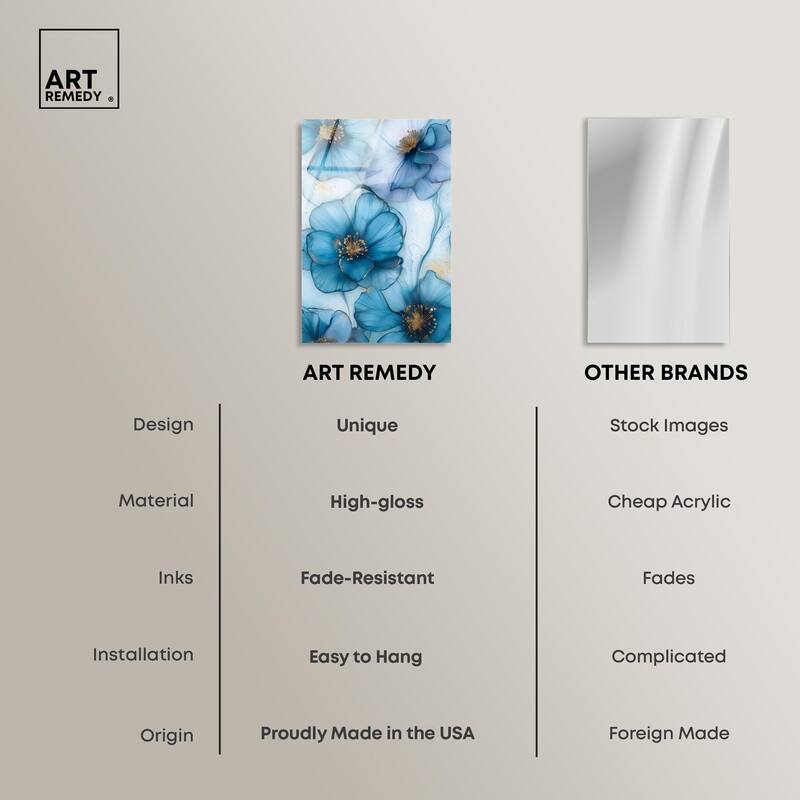 Gilded Cyanescence Acrylic by Art Remedy, Ready to Hang