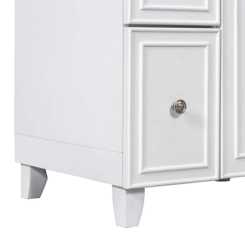24 inch Freestanding Bathroom Vanity Set in White with Integrated Ceramic Sink