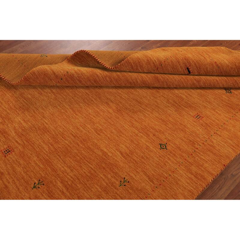 Orange Gabbeh Modern Area Rug Hand-Knotted Wool Carpet - 5'3" x 8'0"