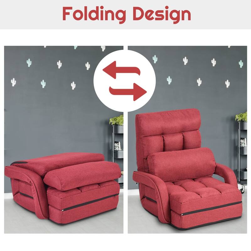 Folding Floor Massage Chair with Adjustable Backrest and Armrests