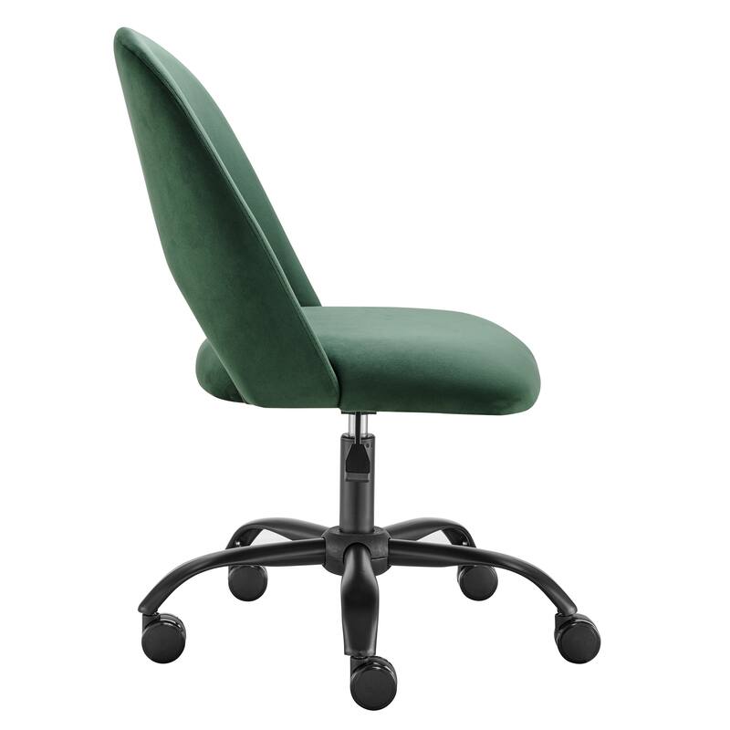 Green and Black Steel and Velvet Adjustable Swivel Rolling Conference Office Chair - 20.08' X '37.6' X '23.82