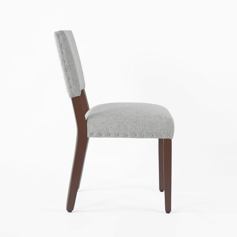 Dining Side Chair Set of 2, Padded Open Back, Gray Woven Fabric