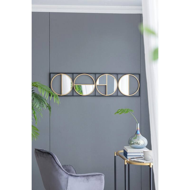 47.2" Eclectic Styling Metal Beaded Black Wall Mirror