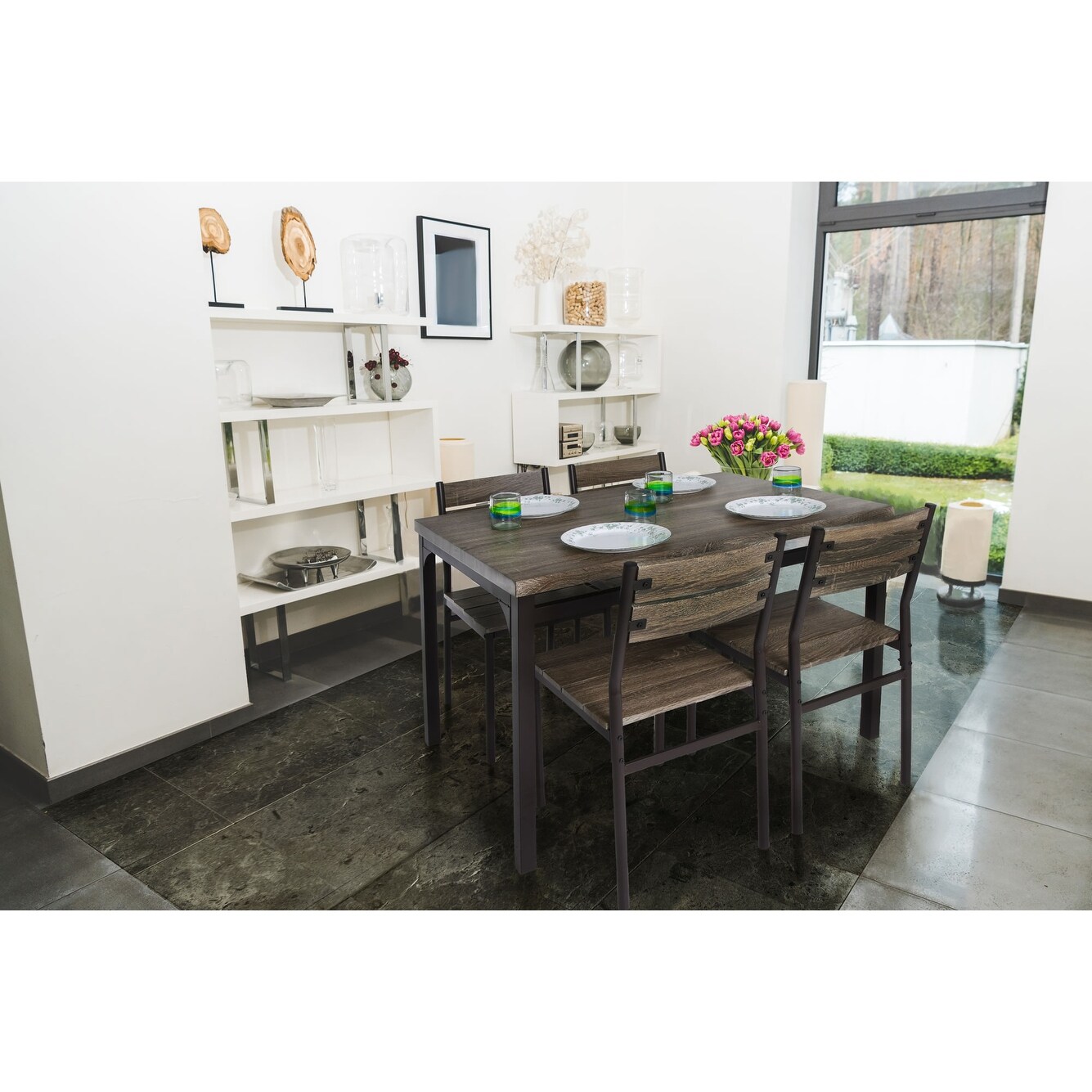 Zenvida 5 piece dining deals set rustic grey