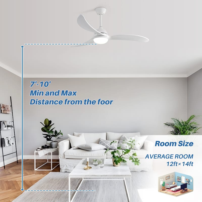 Sofucor 42 Inch Low Profile Flush Mount Ceiling Fan with Light, Remote Control, 5 ABS Blades,Reversible Quiet DC Motor