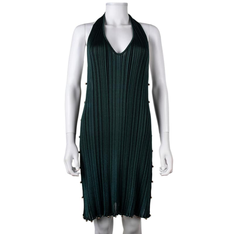 Bottega Veneta Open Back Halter Plisse Dress - XL