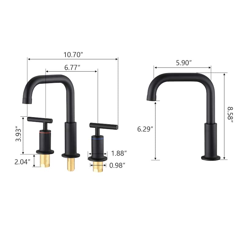 PROOX 8 in.Widespread Lavatory 2 Handles Bathroom Faucet with Drain Assembly