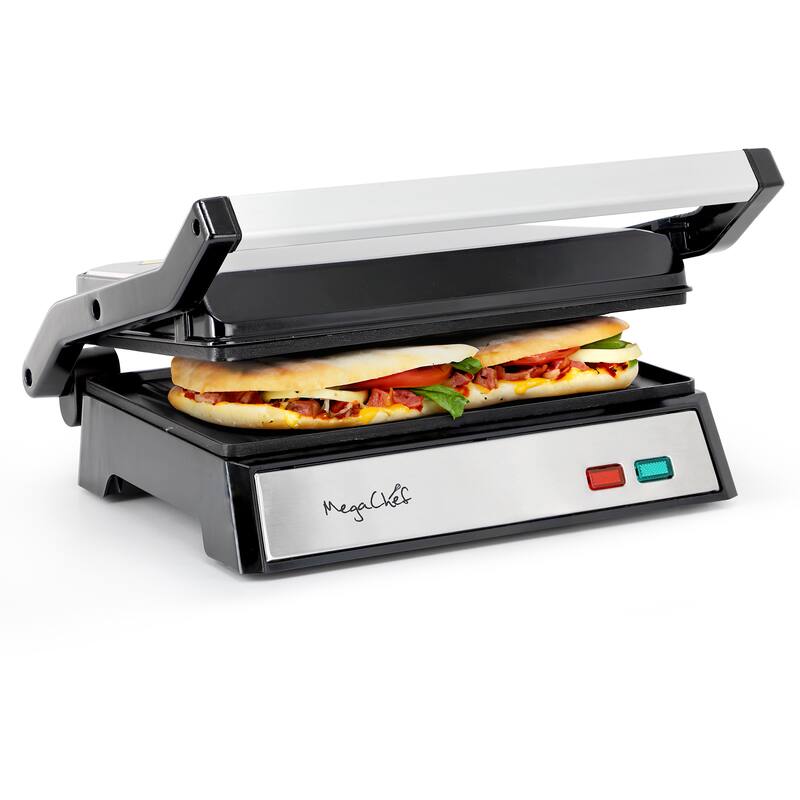 Electric Nonstick Dual Cooking Plate Panini Grill Machine with Drip Tray