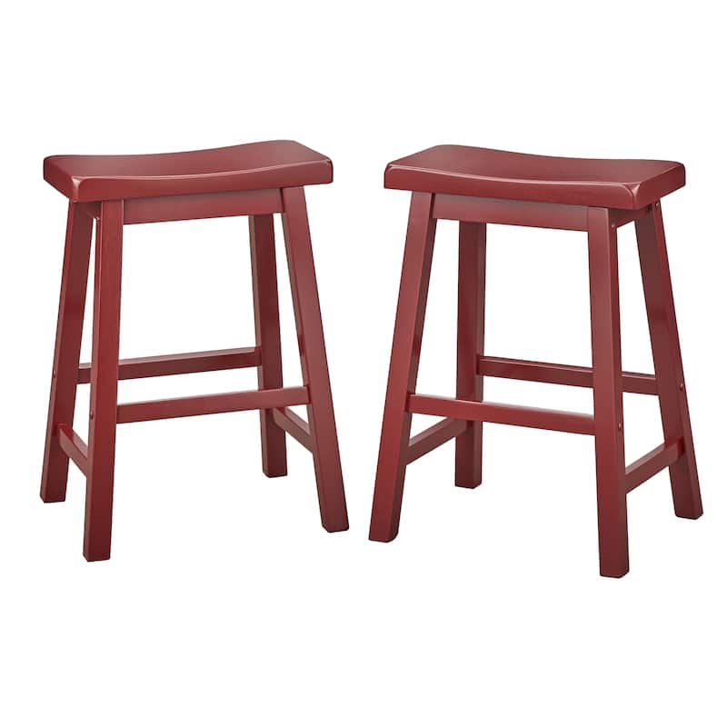 Simple Living Jalen Solid Wood 24-inch Saddle Stool (Set of 2)