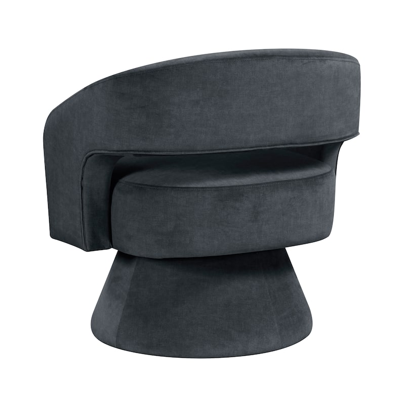 Arden 27" Velvet Swivel Chair - 360-Degree Metal Swivel Base