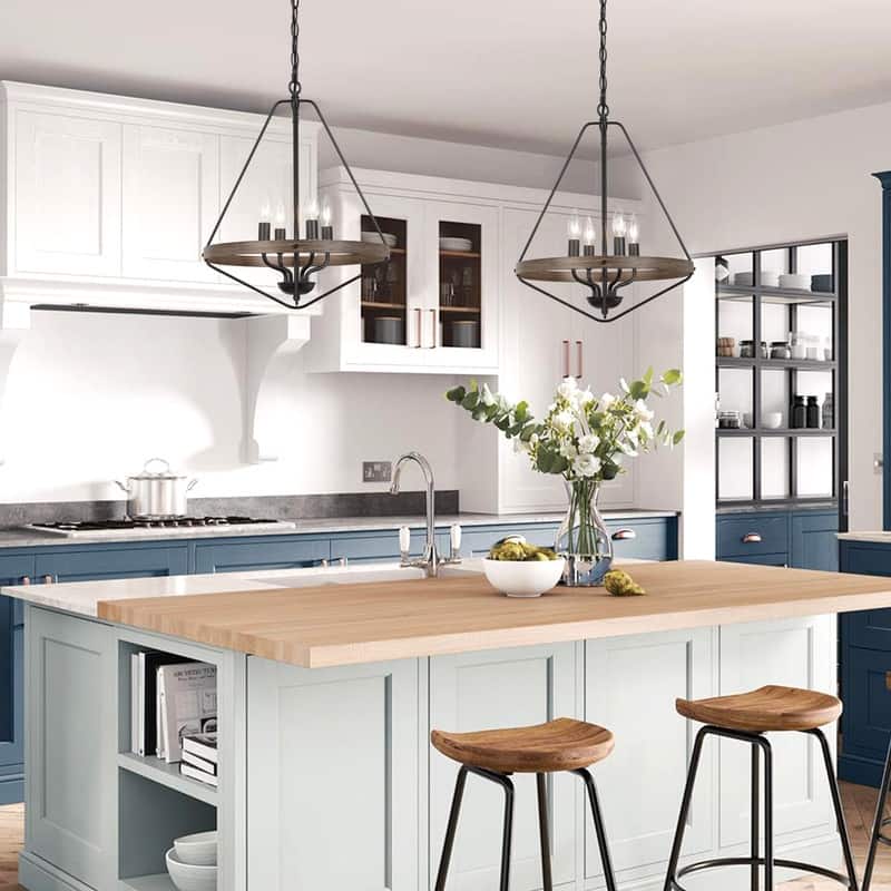 Farmhouse 4-Light Lantern Chandelier Kitchen Island Lights - L 15.5"x H 20"