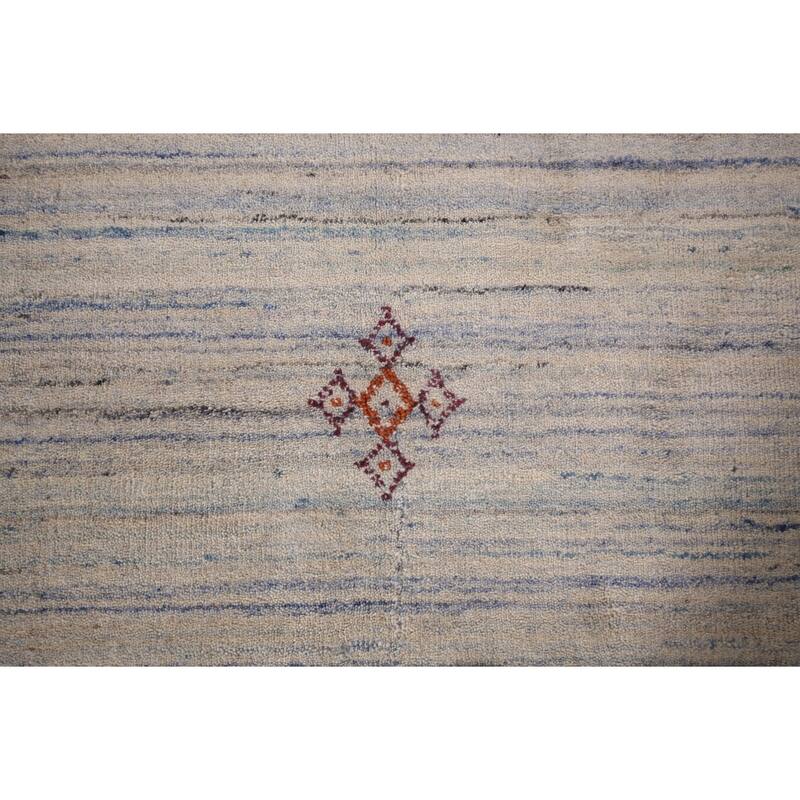 Striped Tribal Gabbeh Oriental Accent Rug Hand-Knotted Wool Carpet - 4'0"x 5'9"
