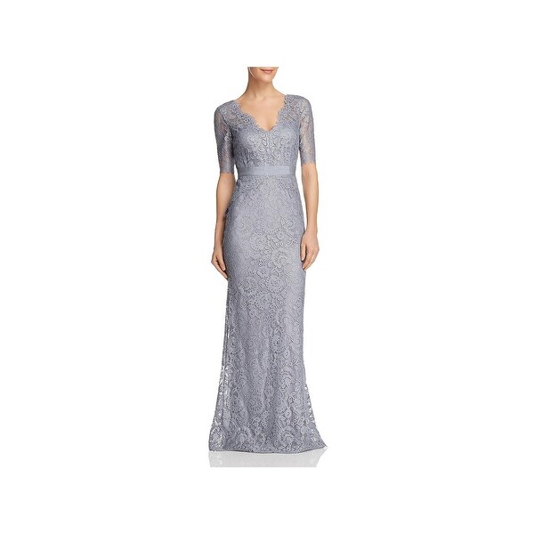 Adrianna Papell Womens Evening Dress Lace V-Neck