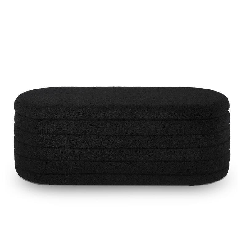 Oval Upholstered Storage Ottoman with Flip Design