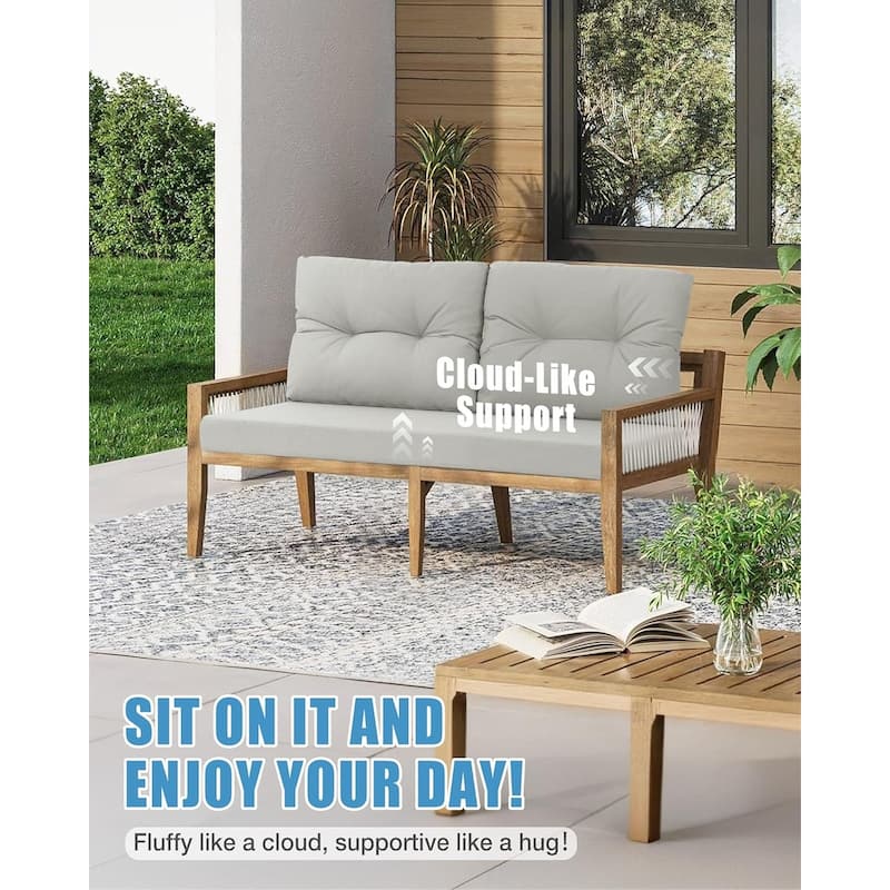 WINSOON 46 x 26 Inch Outdoor Loveseat Cushion Set Waterproof and Resistant
