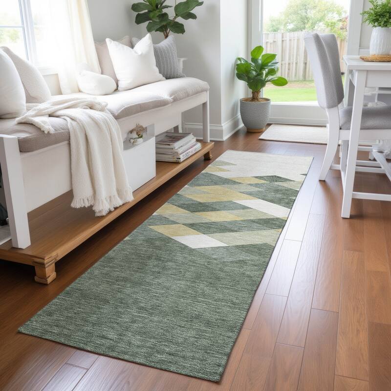 Machine Washable Indoor/ Outdoor Modern Avo Chantille Rug