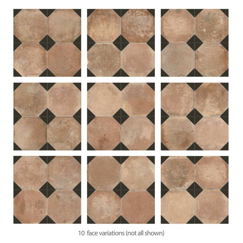 Merola Tile Kings Nonna with Black Corner 17-7/8" x 17-7/8" Porcelain Floor and Wall Tile