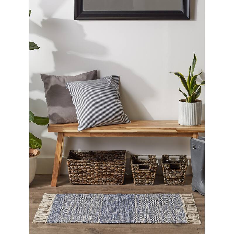 DII Black Ticking Stripe Hand-Loomed Rug 2x3 Ft - 24.0 In. L X 36.0 In. W X 0.2 In. H