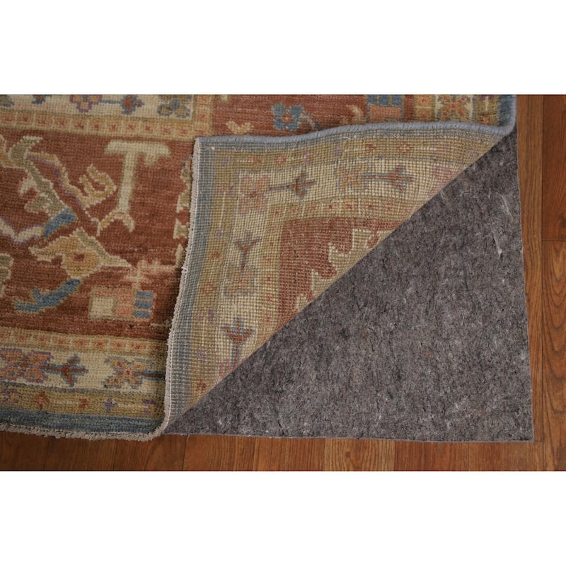Hand Knotted Oriental 100% Wool Carpet Transitional All-Over Navy Blue & Blues Oushak Area Rug - 13' 11'' X 9' 9''