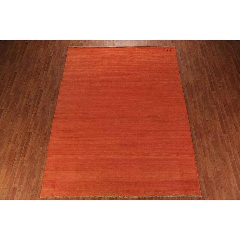 Modern Orange Gabbeh Oriental Area Rug Handmade Wool Carpet - 8'4" x 11'4"