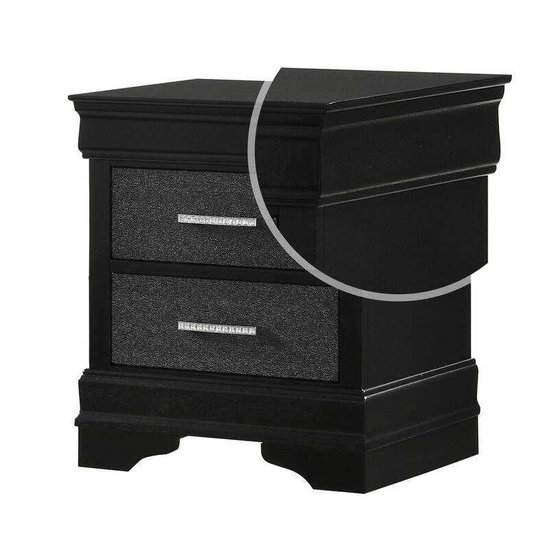Black 2 Drawer 15.8 in. W Nightstand with Sturdy Hardware and Ample Storage