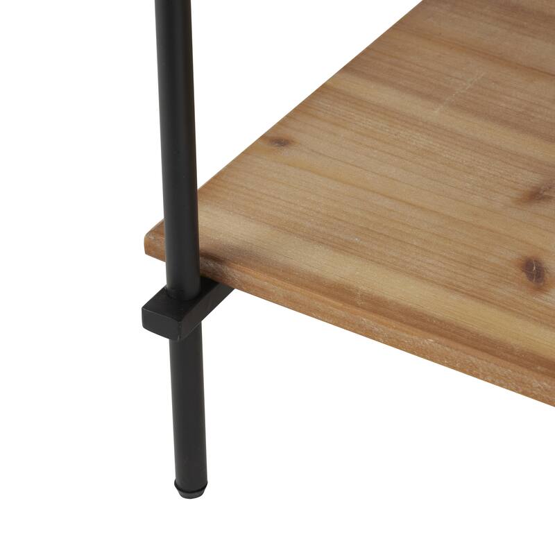 Wood Rectangular 6 Level Shelving Unit with Black Metal Ladder Frames - Brown - Roche River Decor