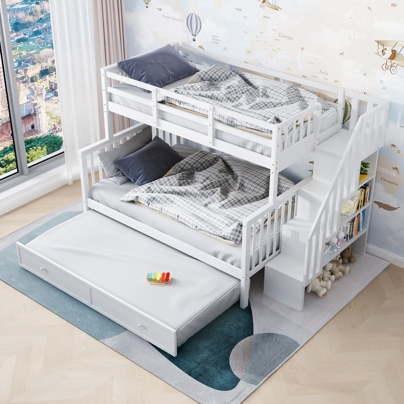 Stairway Twin-Over-Full Bunk Bed with Twin size Trundle