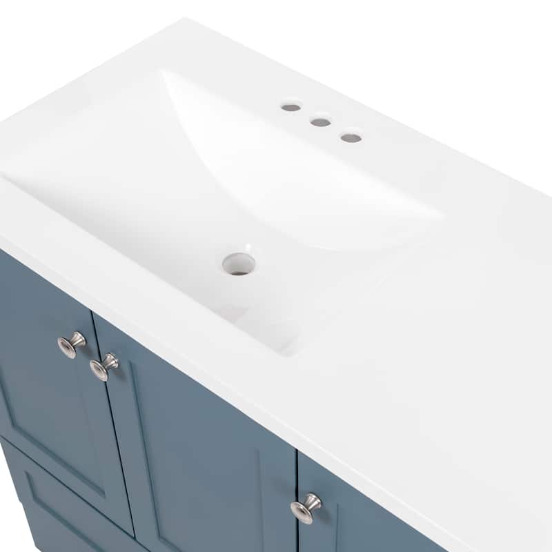 Spring Mill Cabinets Emlyn 36.5" Bathroom Vanity With Shelves, Drawer, and White Sink Top