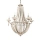 preview thumbnail 2 of 8, Phillum Silver Metal & White Wood Beaded Six Bulb Chandelier - 29"W x 29"D x 37"H