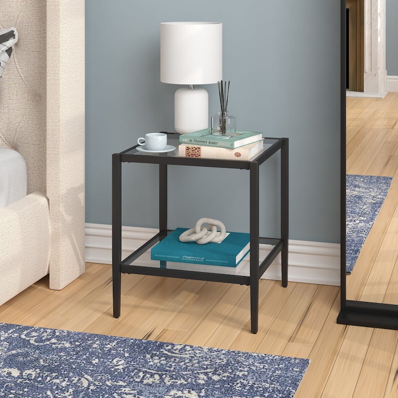Hera 20'' Wide Square Side Table with Clear Shelf