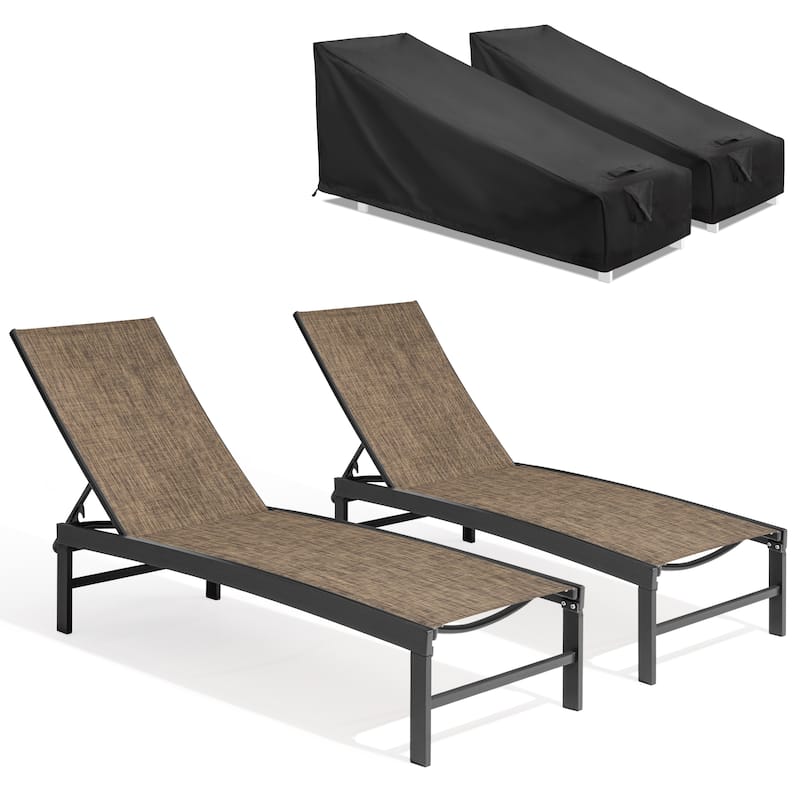 3-Piece Outdoor Loungers Patio Chaise Lounge Chairs Set with Side Table