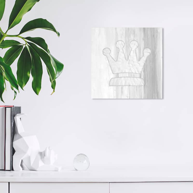Wynwood Studio Canvas Fashion and Glam Crown Feathers White and Modern & Contemporary Wall Art Canvas Print - 12 x 12