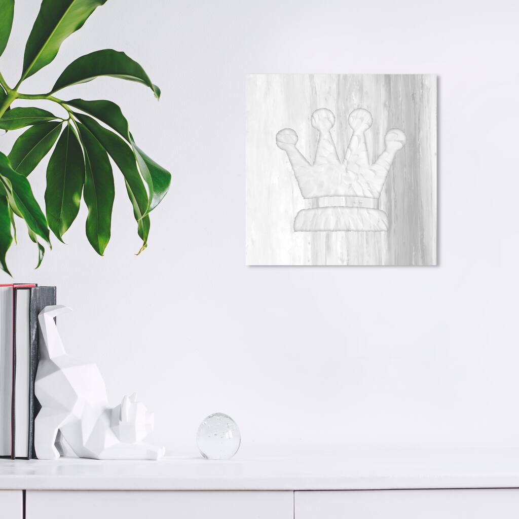 Wynwood Studio Canvas Fashion and Glam Crown Feathers White and Modern & Contemporary Wall Art Canvas Print
