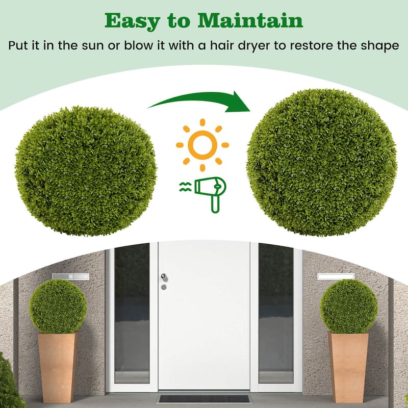 Costway 20" Faux Boxwood Balls with Sun-Protective PE Material Mimic - See Details