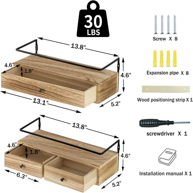 Floating Shelves for Wall Storage - 5.9"D x 16.2"W x 5.9"H