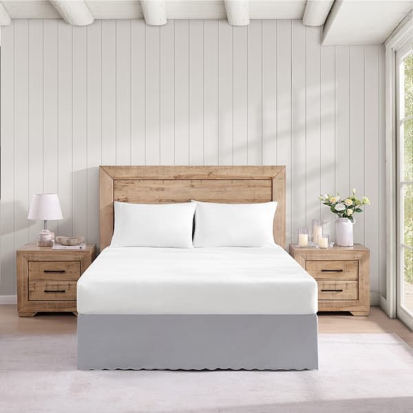 slide 2 of 7, Stone Cottage Solid Scallop Cotton Bedskirt King - Grey